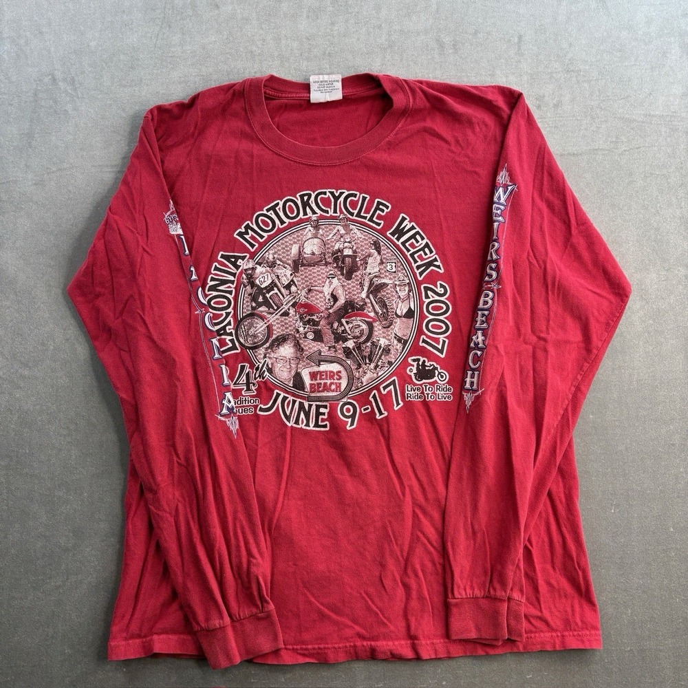 Laconia Motorcycle Week 2007 Long Sleeve T Shirt Red Men's Medium